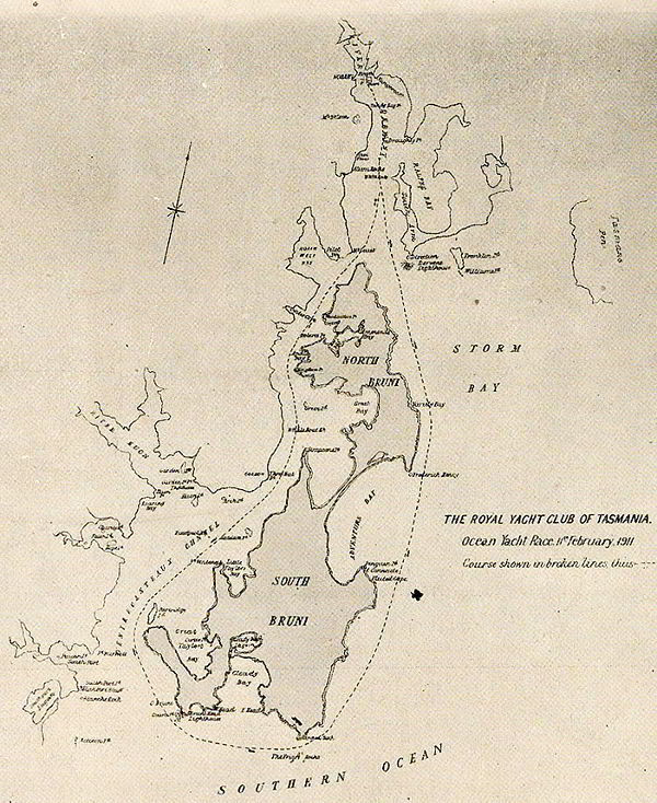 Map of ocean race course in 1911