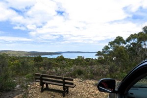 A place to sit and enjoy the view of Mickeys Bay. You can sometimes see the Aurora Australis over the Cape Bruny lighthouse from this seat.