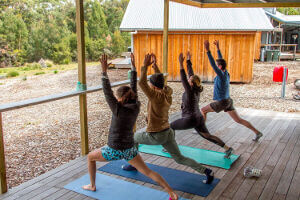Yoga session at Bruny Island Lodge