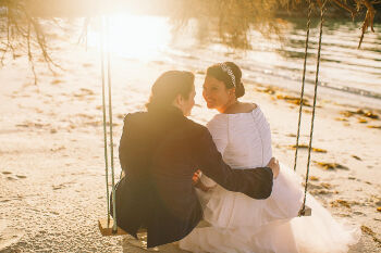 Kim and Amy wedding ceremony at Bruny Island Lodge