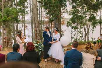 Kim and Amy wedding ceremony at Bruny Island Lodge