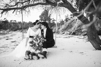 Kim and Amy wedding ceremony at Bruny Island Lodge