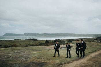 Josh and groomsmen at Cloudy Bay